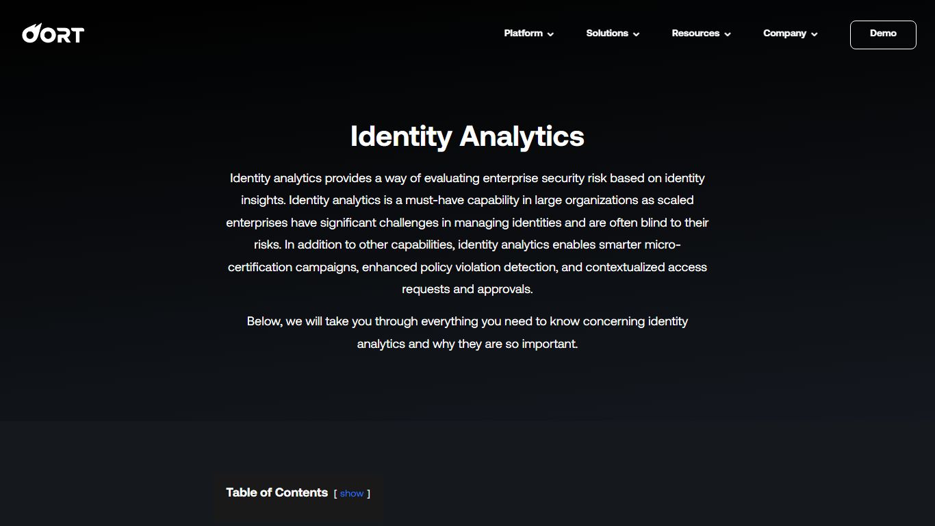 Identity Analytics - Oort