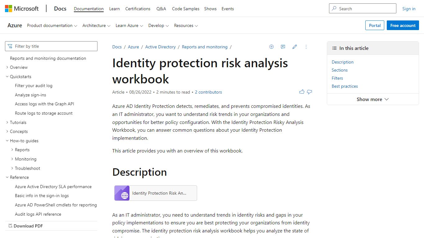 Identity protection risk analysis workbook in Azure AD - Microsoft ...